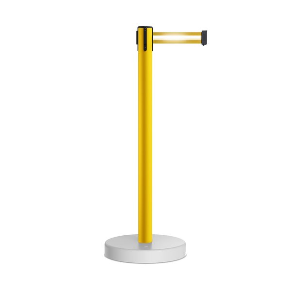Montour Line Stanchion Belt Barrier WaterFillable Base Yellow Post 9ft.Y Ref. Belt MSW630-YW-YRH-90